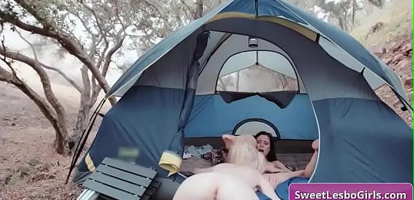  Naughty hot lesbian teens Aiden Ashley, Abigail Mac eating and finger fucking pussy in their tent while camping